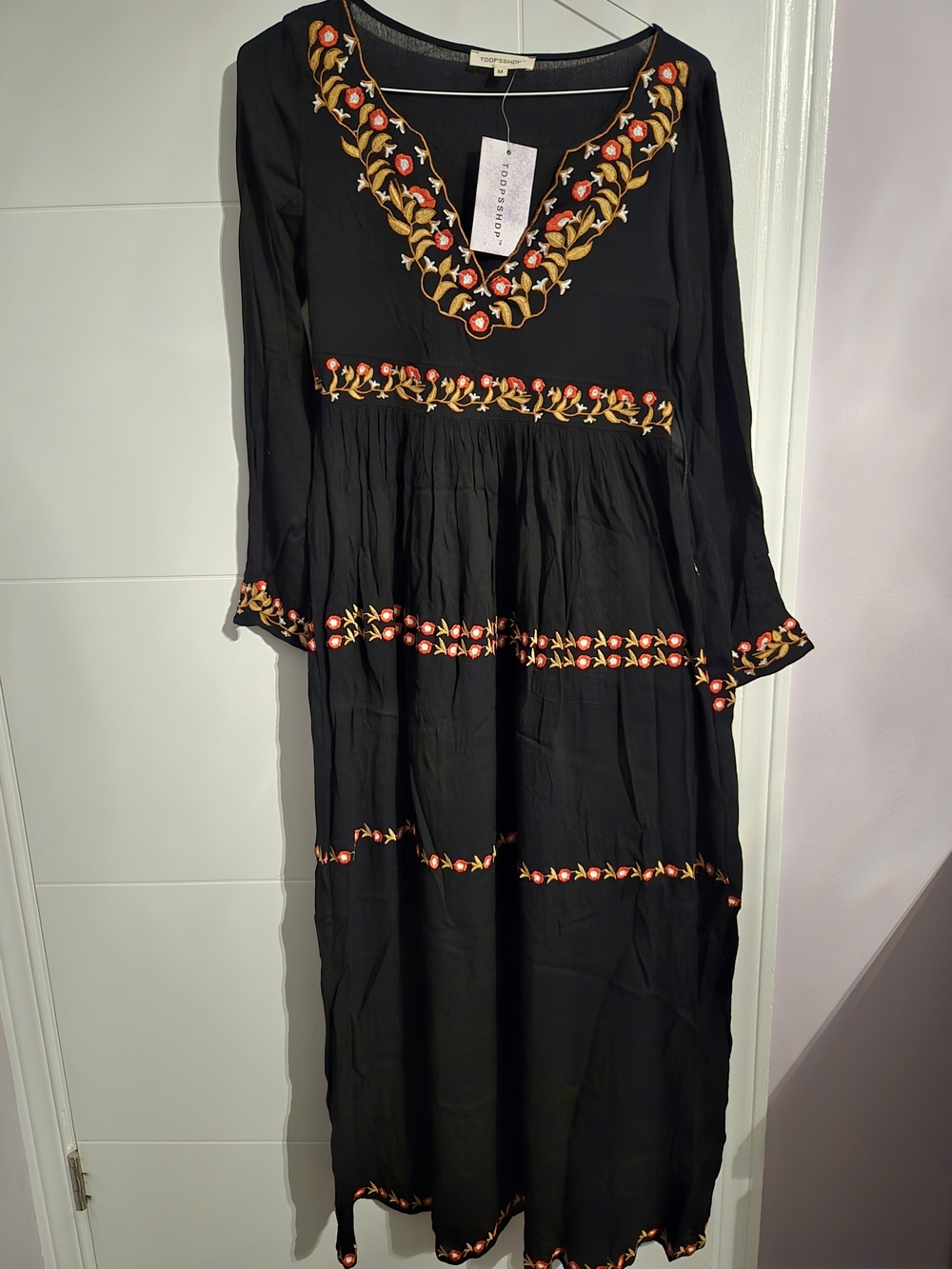 TDDPSSHDP Black Embroidered Maxi Dress